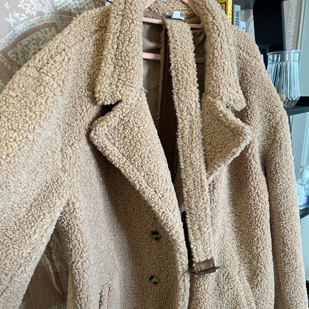 PLUS SIZE LONG FUZZY COAT